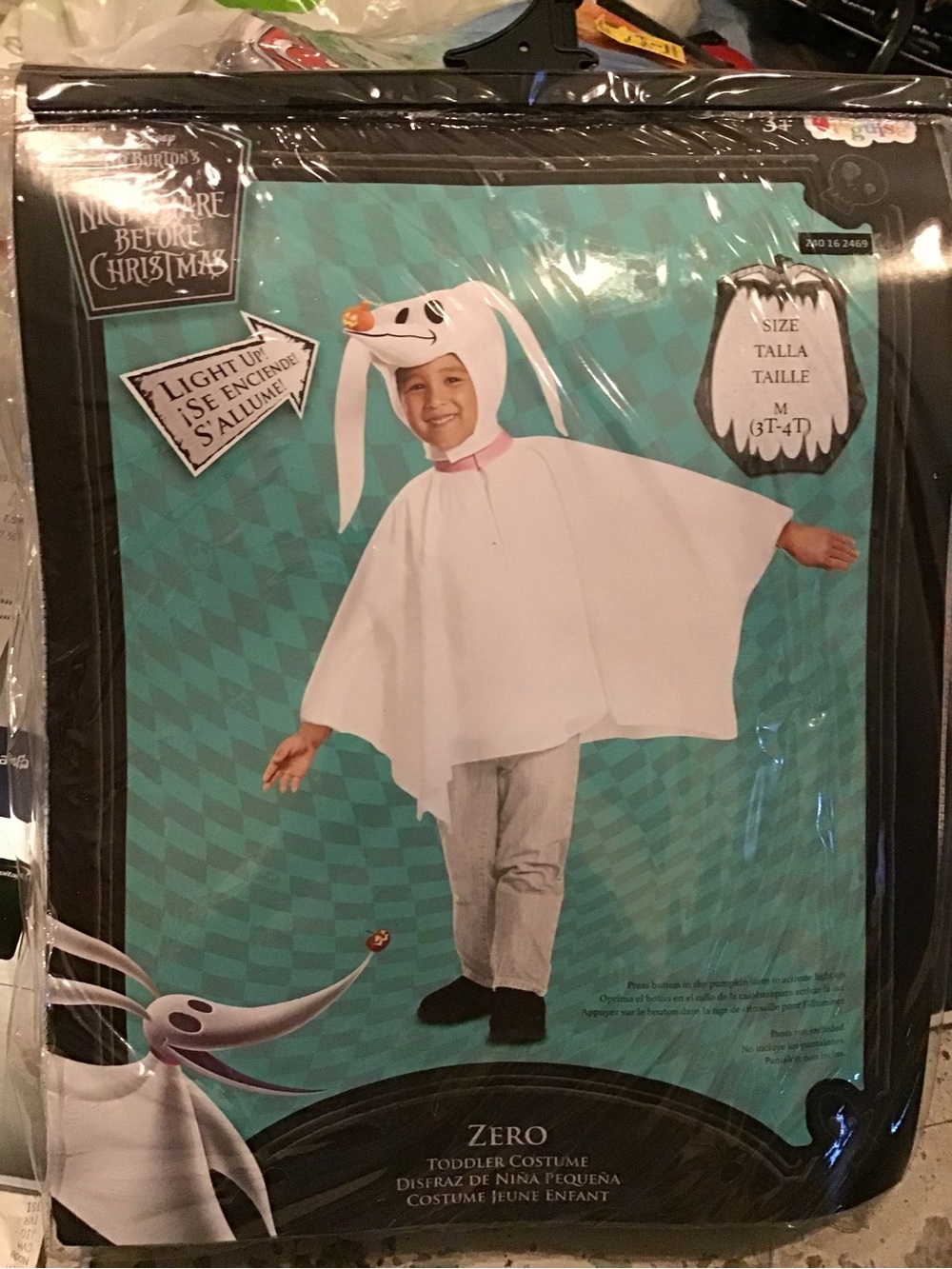 Disney nightmare before Christmas Zero toddler costume size 3t-4t -New